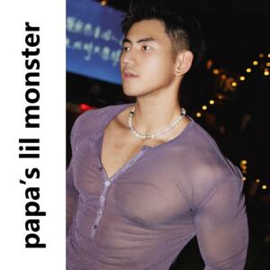 PAPASLILMONSTER【原创】流光闪粉镂空长袖T恤亨利领紧身透视上衣