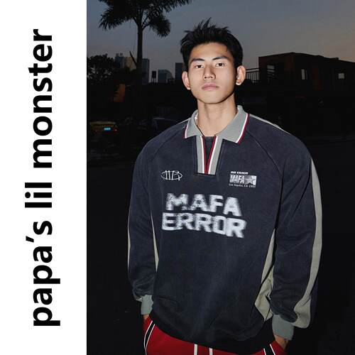 美式复古拼色水洗卫衣