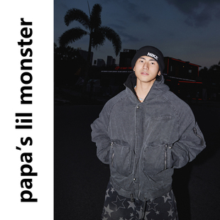 PAPASLILMONSTER【街头叙事】美式复古厚款保暖立领棉服连帽外套