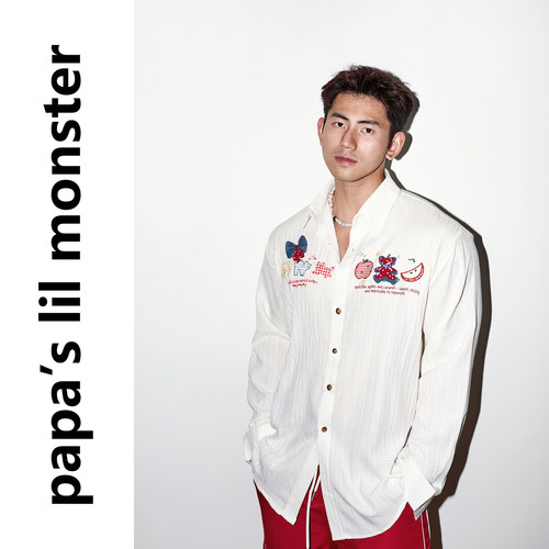 PAPASLILMONSTER 【天真无邪】美式反差感童真元素亲肤长袖衬衫男