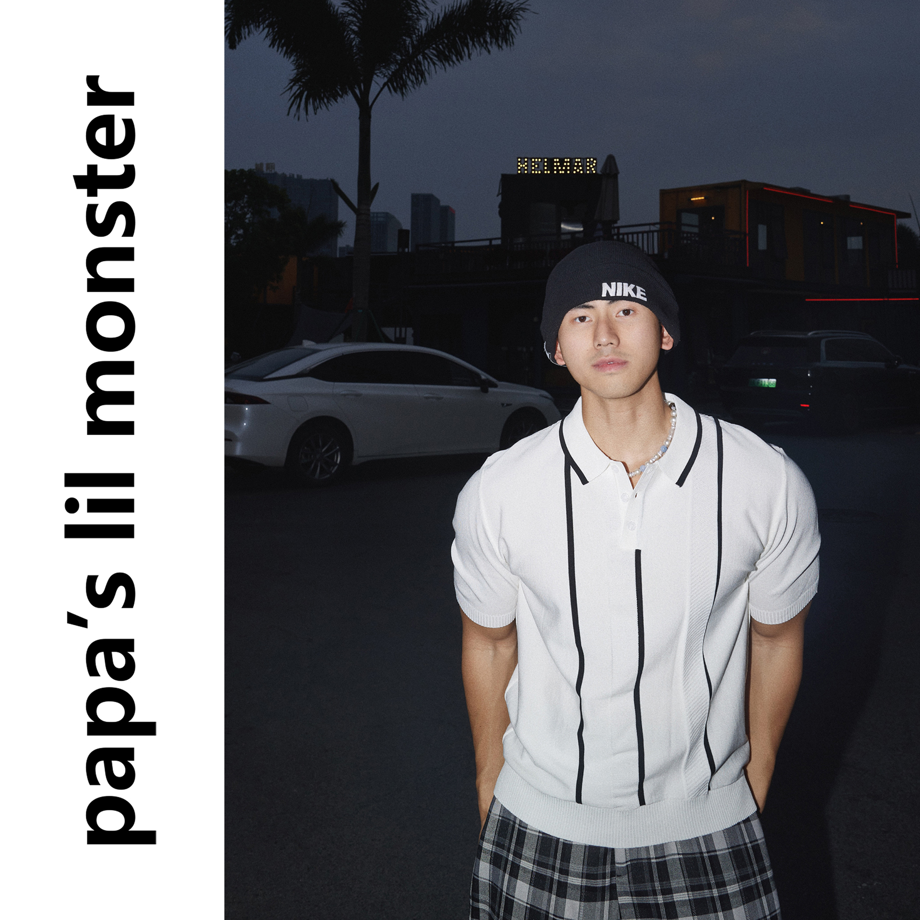 PAPASLILMONSTER美式老钱风男生t恤短袖白色polo衫高级感翻领上衣