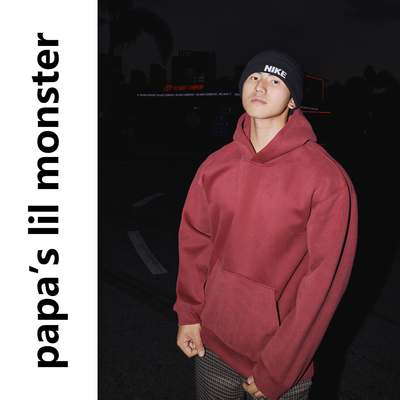 PAPASLILMONSTER【多色款式】重磅基础款纯色宽松连帽套头卫衣男