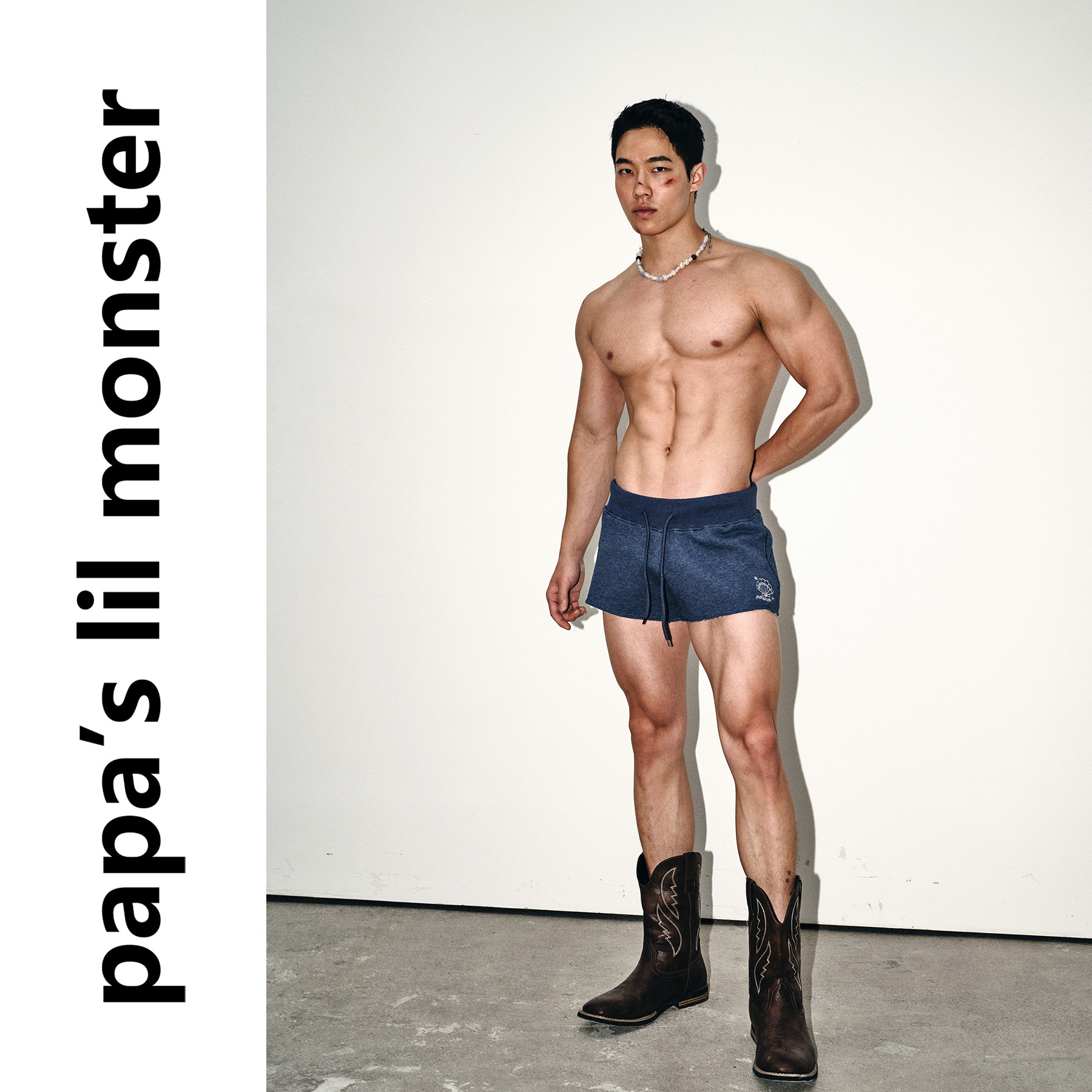 PAPASLILMONSTER 【不被定义】美式超短款抽绳松紧腰休闲短裤男