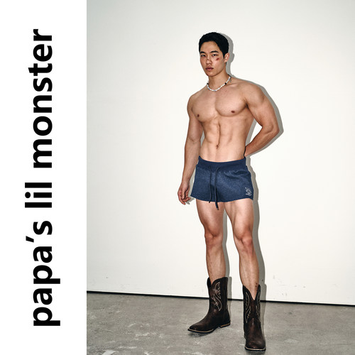 PAPASLILMONSTER 【不被定义】美式超短款抽绳松紧腰休闲短裤男
