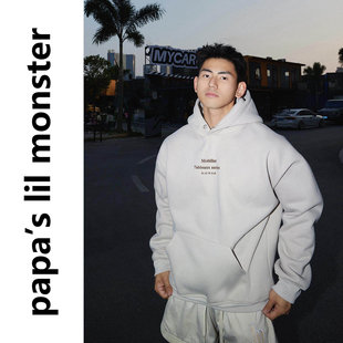PAPASLILMONSTER美式街头极简轻奢 字母印花高级感加绒重磅卫衣