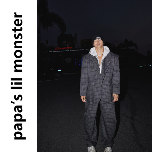 PAPASLILMONSTER 美式复古廓形拼色格纹西装外套休闲长裤套装男