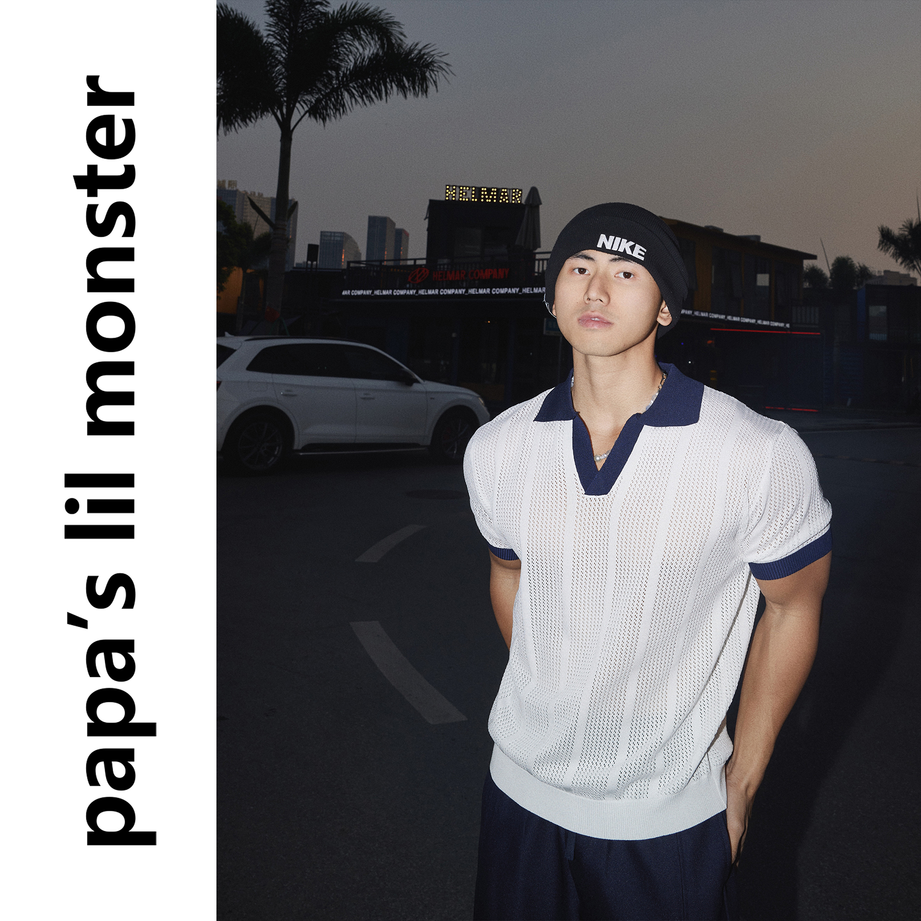 PAPASLILMONSTER美式复古夏季翻领短袖T恤男针织休闲POLO衫潮