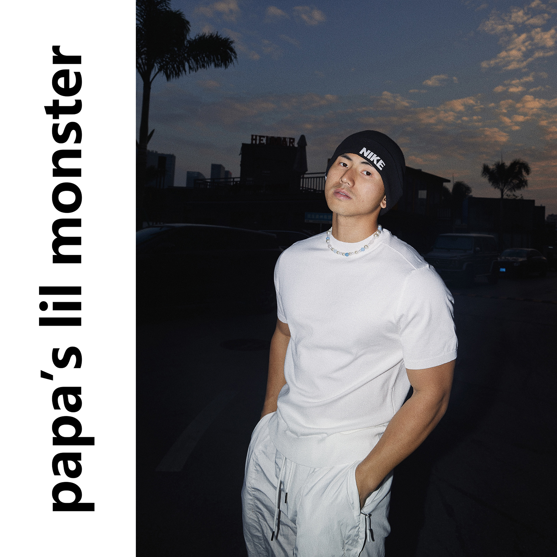 PAPASLILMONSTER美式复古老钱风高级感精致圆领针织短袖T恤男