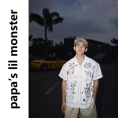 PAPASLILMONSTER【原创】趣味花卉 美式复古印花短袖衬衫宽松衬衣