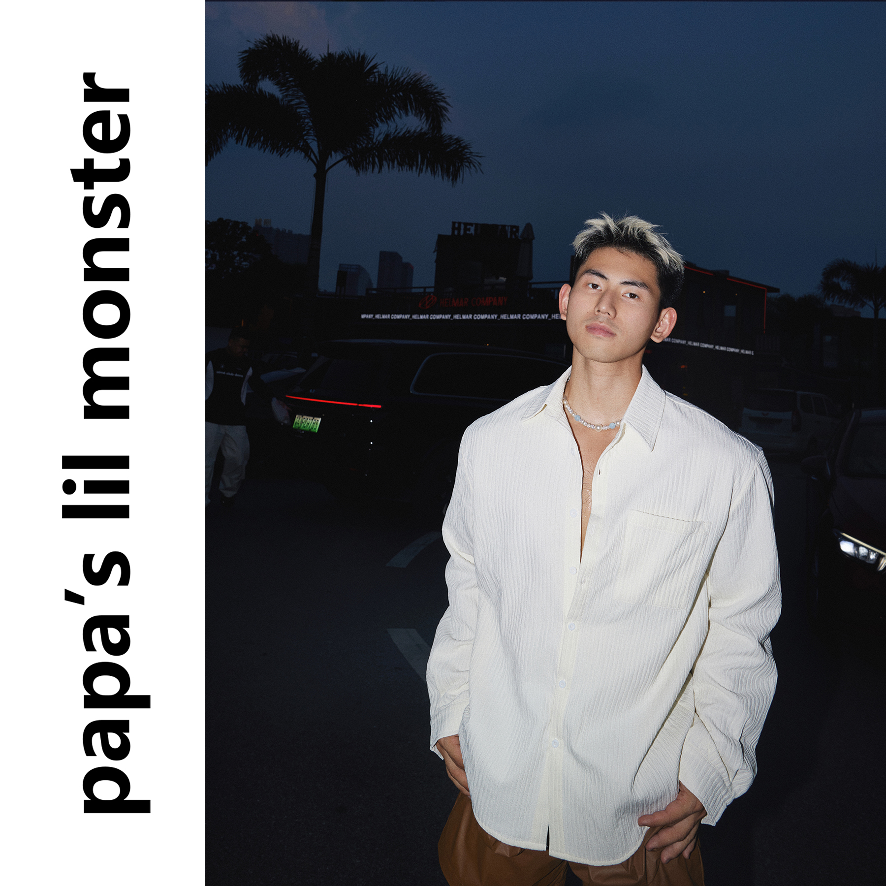 Papaslilmonster【纹理感褶皱】夏日老钱粗感纯色长袖衬衫男