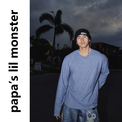 PAPASLILMONSTER【原创】美式做旧羊毛混纺针织衫高街痞帅毛衣