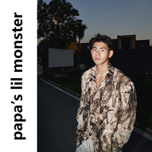 PAPASLILMONSTER早秋美式复古风衬衫男 小众满印设计宽松花衬衣女