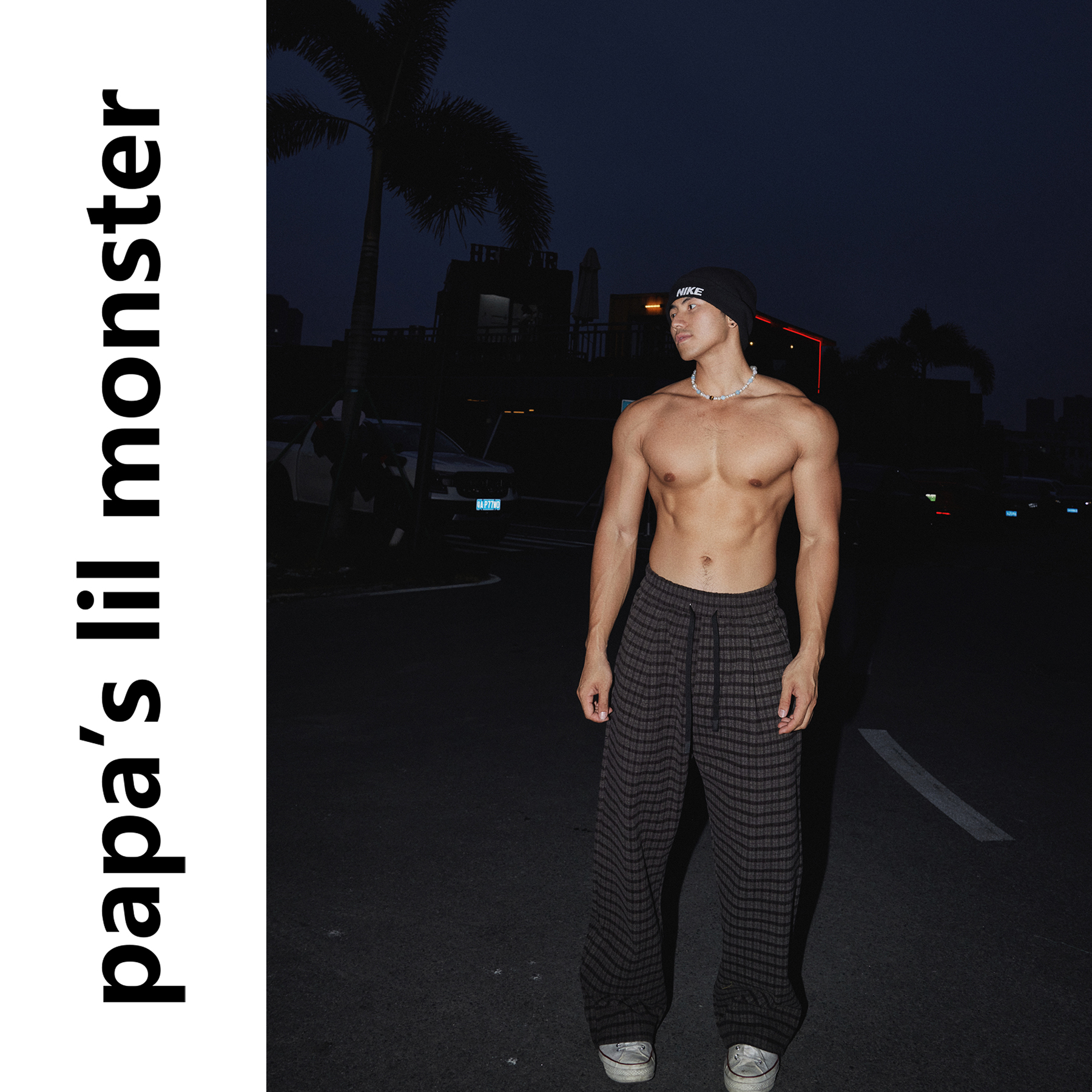 PAPASLILMONSTER 美式复古百搭情侣款格子设计 休闲宽松长裤男女