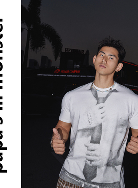 PAPASLILMONSTER【原创】26SS美式街头画像印花短袖T恤休闲上衣