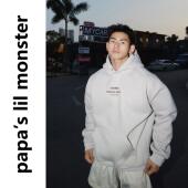 PAPASLILMONSTER美式 街头I极简轻奢 字母印花I高级感加绒重磅卫衣
