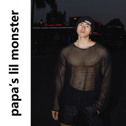 PAPASLILMONSTER 【黑胶透感】美式复古高级感透视镂空针织衫男