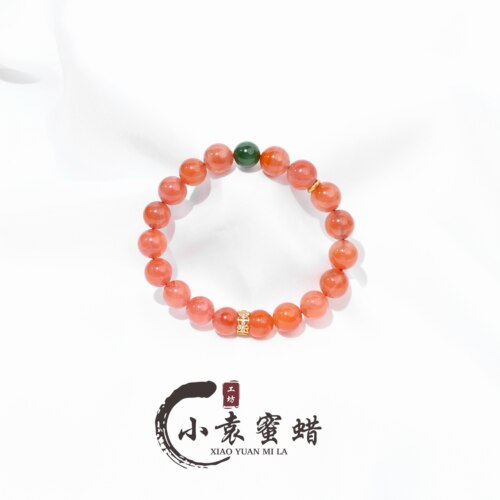 【小袁优荐】天然原矿南红单圈冰红DIY设计款手串10mm+