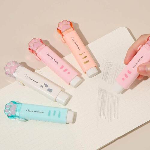 1pcs Kawaii Cat Paw Eraser Pencil Cute Push-pull Pen Shape R