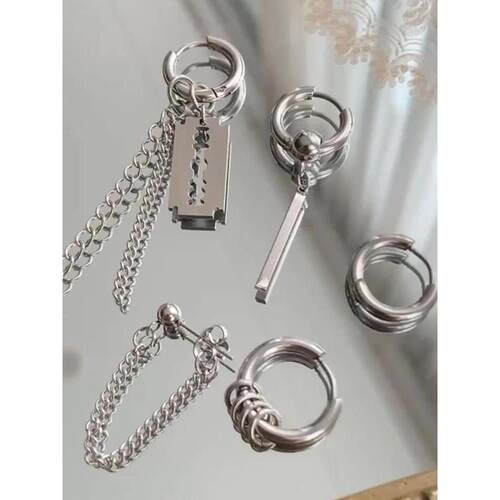 Men's women's earrings single hiphop ear studs tide