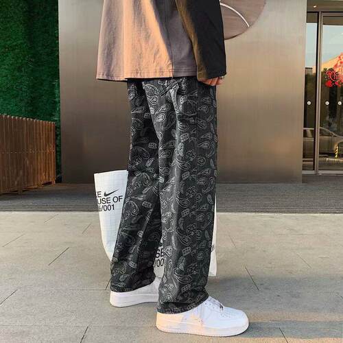 Cashew flower black jeans men