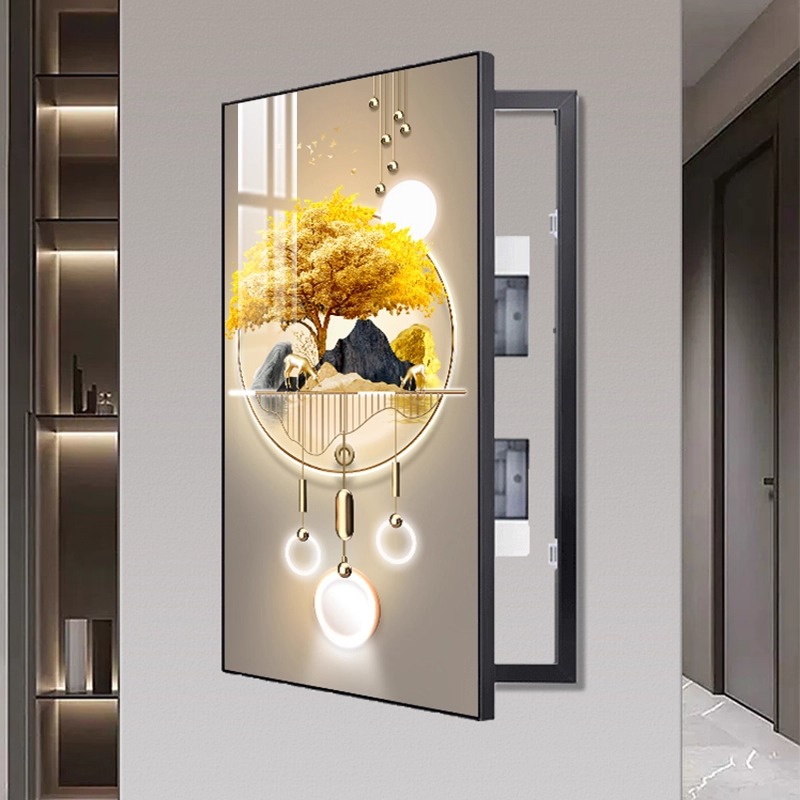 电表箱装饰画竖版大尺寸配电箱轻奢高档入户玄关画挂画电闸箱遮挡