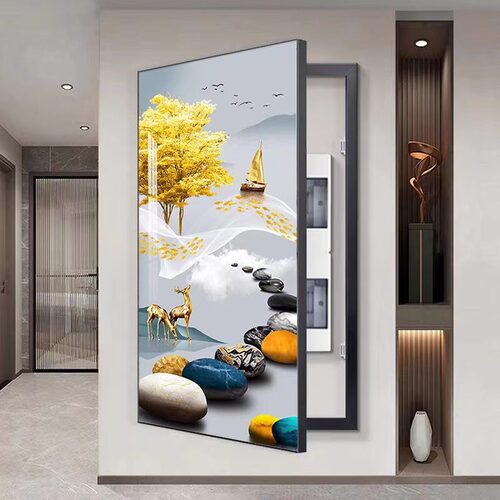 石来运转大尺寸电表箱装饰画 画遮挡走廊进门强弱配电箱竖版辛羽