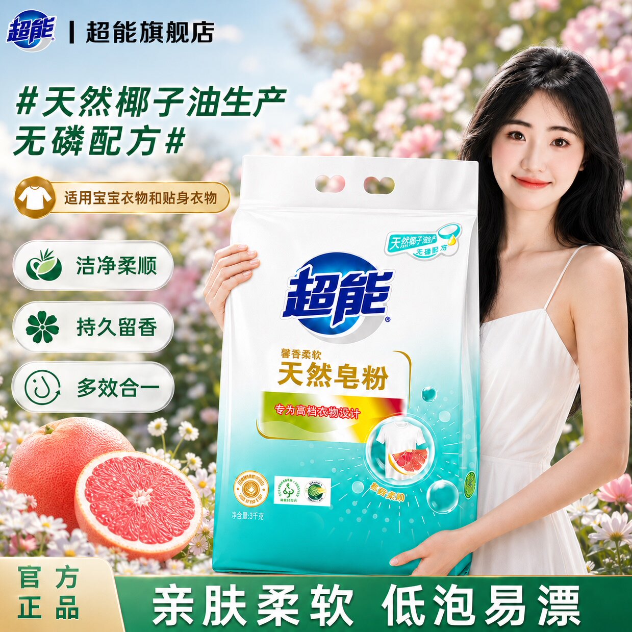 超能天然洗衣皂粉官方旗舰店正品批发持久留香强力去污家用实惠装
