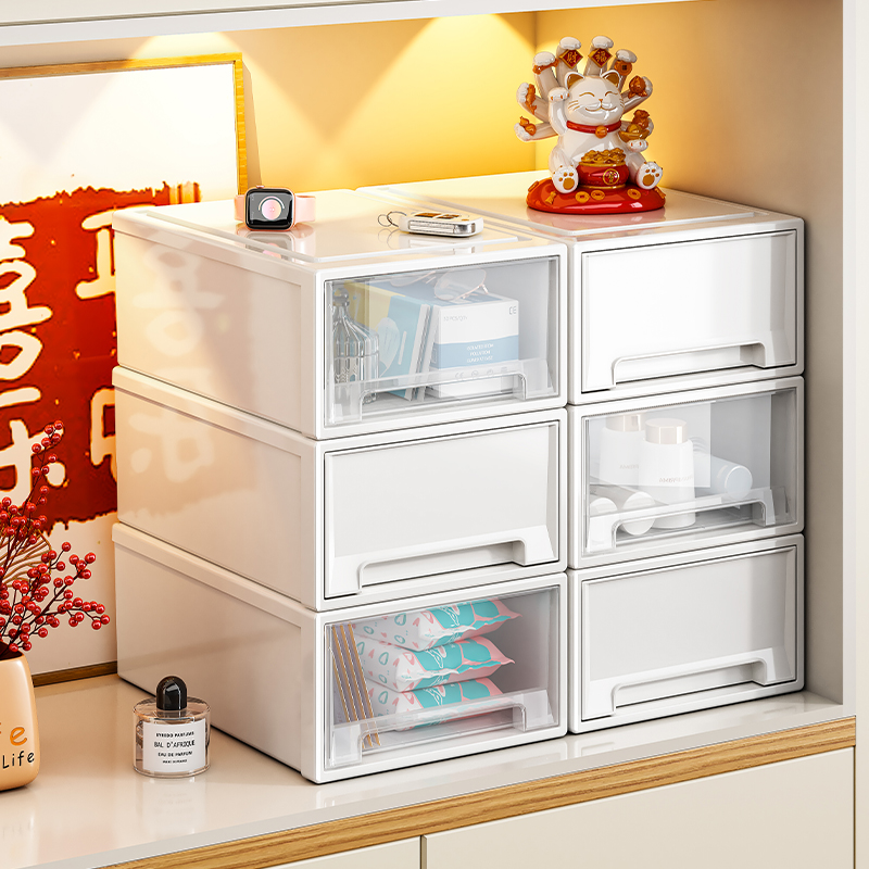 收纳TidyHome收纳箱抽屉式零食杂物储物盒玄关桌面塑料收纳盒子整