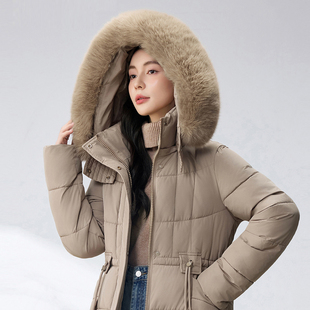 棉服女冬季大码胖mm显瘦不臃肿2025新款今年流行爆款连帽毛领外套