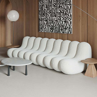 2024新款设计师款豌豆布艺个性沙发婚纱摄影抖音直播间休息沙发椅