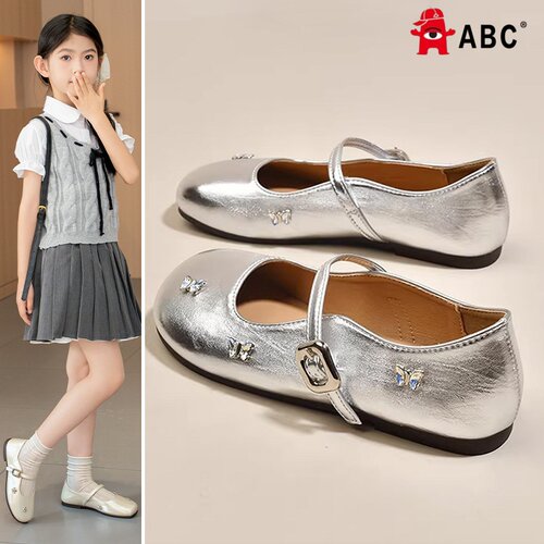 ABC女童玛丽珍皮鞋蝴蝶防滑
