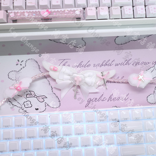 原创定制全段发光治疗天使8k磁轴键盘单晶铜航插线数据线