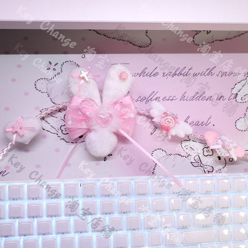 原创定制全段发光治疗天使8k磁轴键盘单晶铜航插线数据线