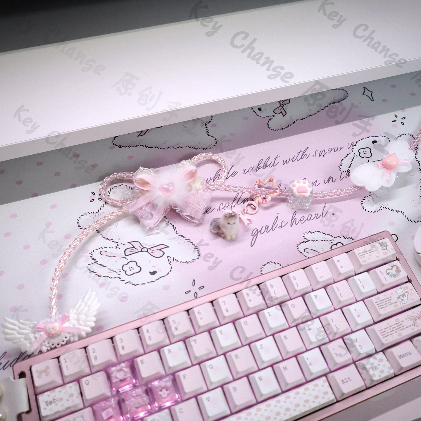 原创定制全段发光8K磁轴航插线单晶铜wt铝厂EV63ATK68键盘数据线