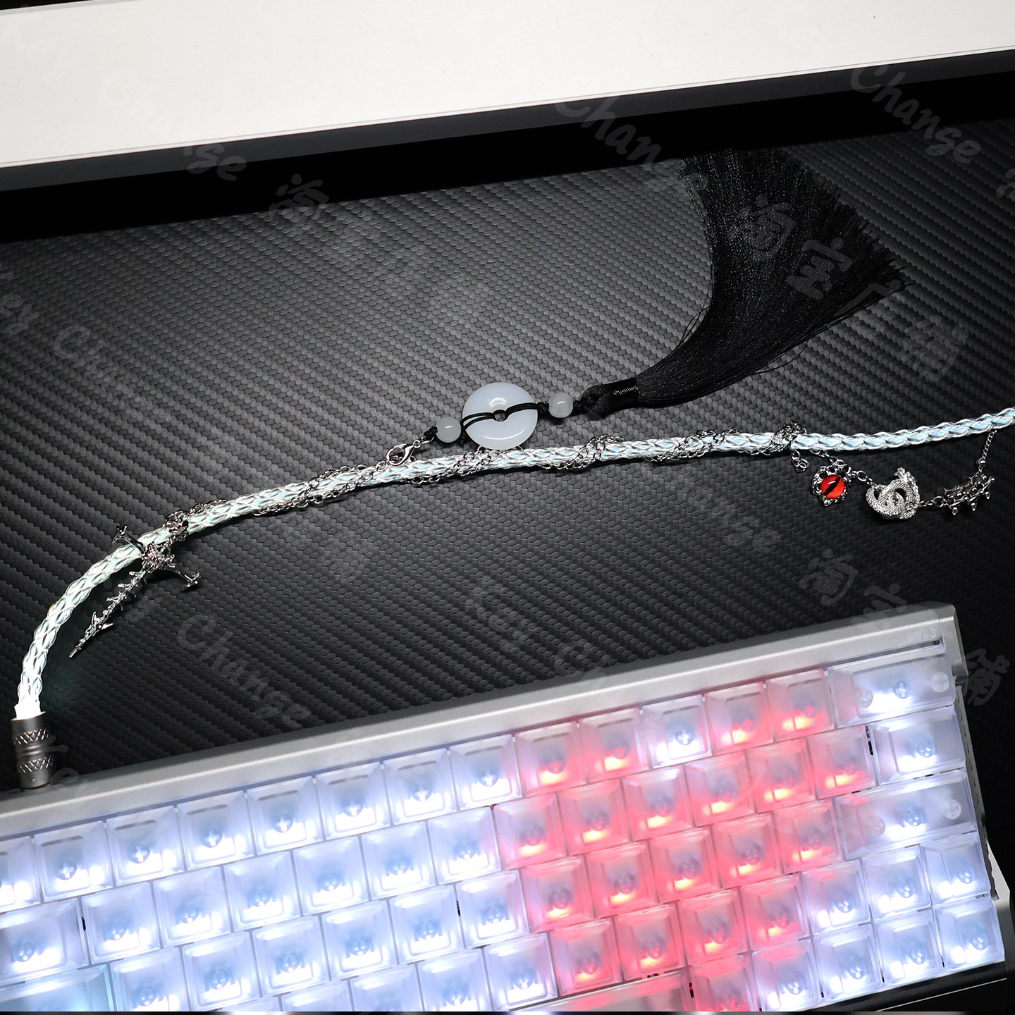 国风龙骨8k磁轴全段发光键盘数据线单晶铜航插线EV63蜜氪WTV2通用