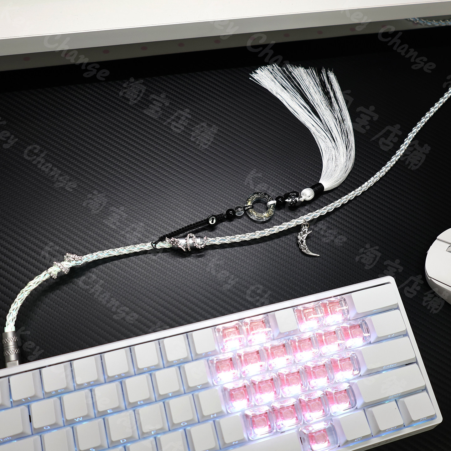 国风龙牙8k磁轴全段发光键盘数据线单晶铜航插线EV63wooting通用