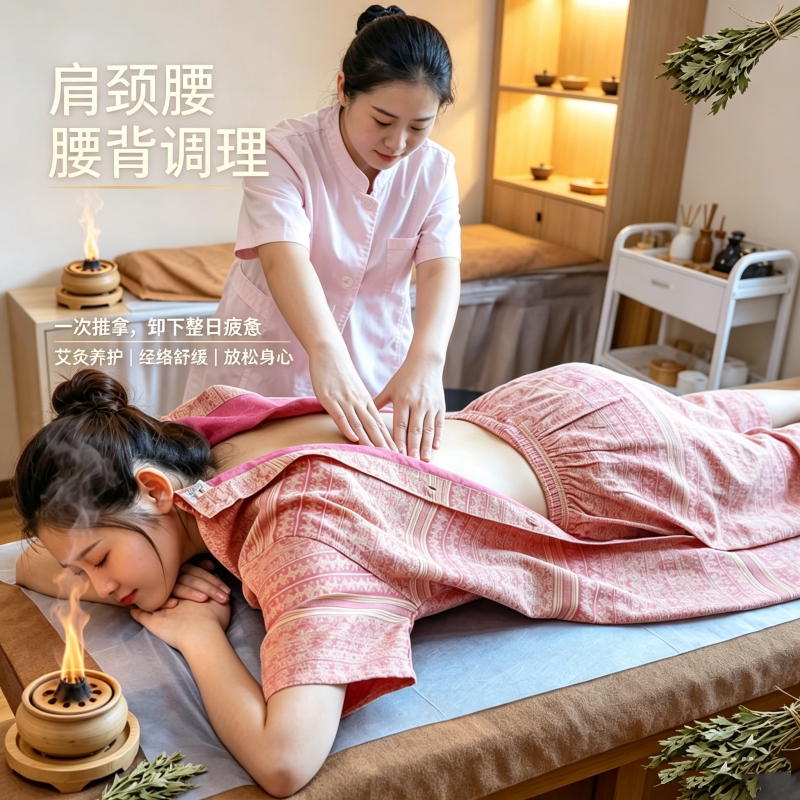 后开扣艾灸理疗桑拿汗蒸服