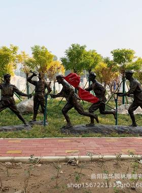 玻璃钢红军人物雕塑 八路军仿铜人物抗战主题雕塑制定