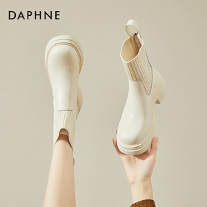 达芙妮Daphne ~高跟马丁靴女秋季厚底2023新款小个子增高短靴女鞋