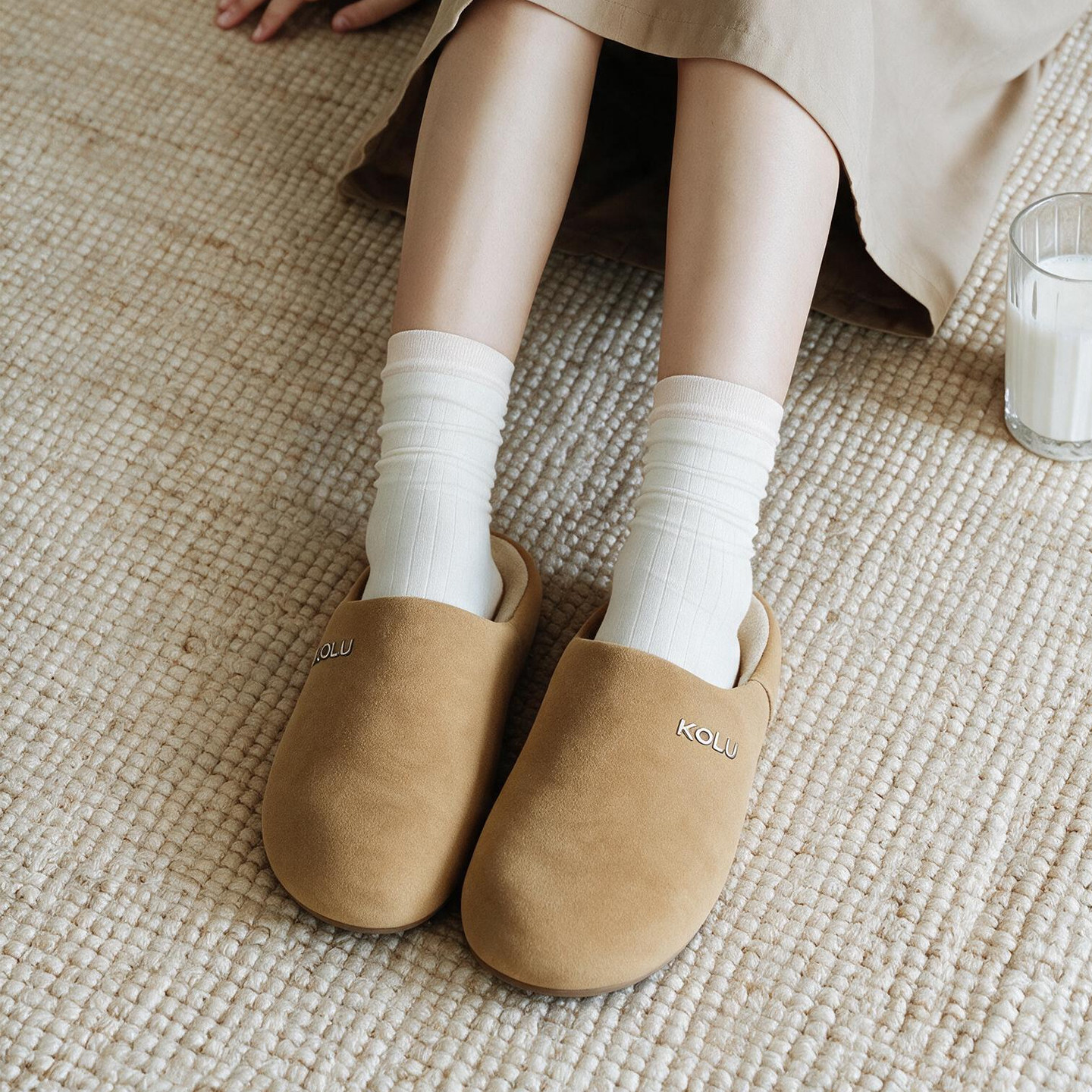 室内居家麂皮绒保暖棉拖鞋男女