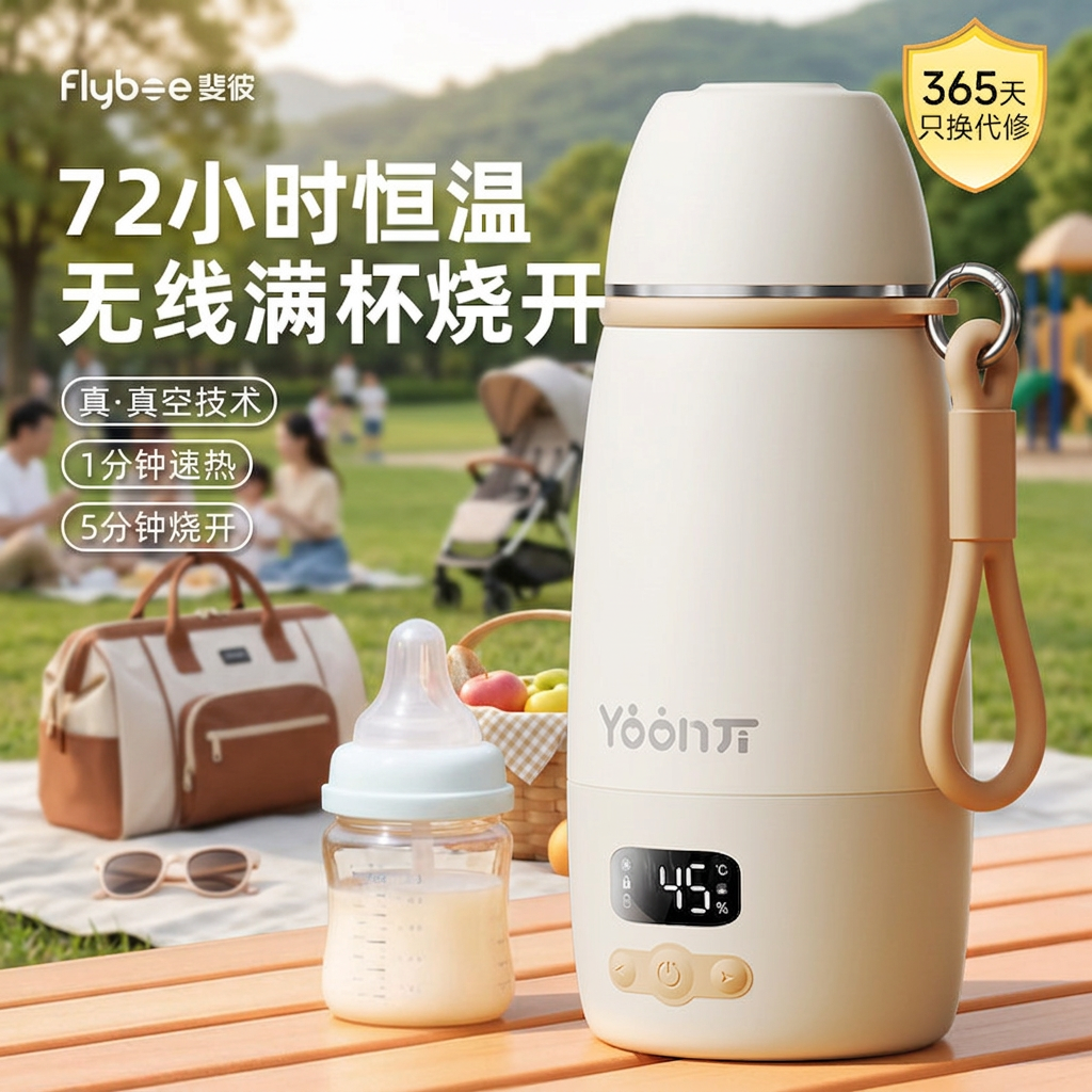 斐彼无线便携式恒温壶婴儿专用调奶杯外出冲奶泡奶恒温杯烧开水