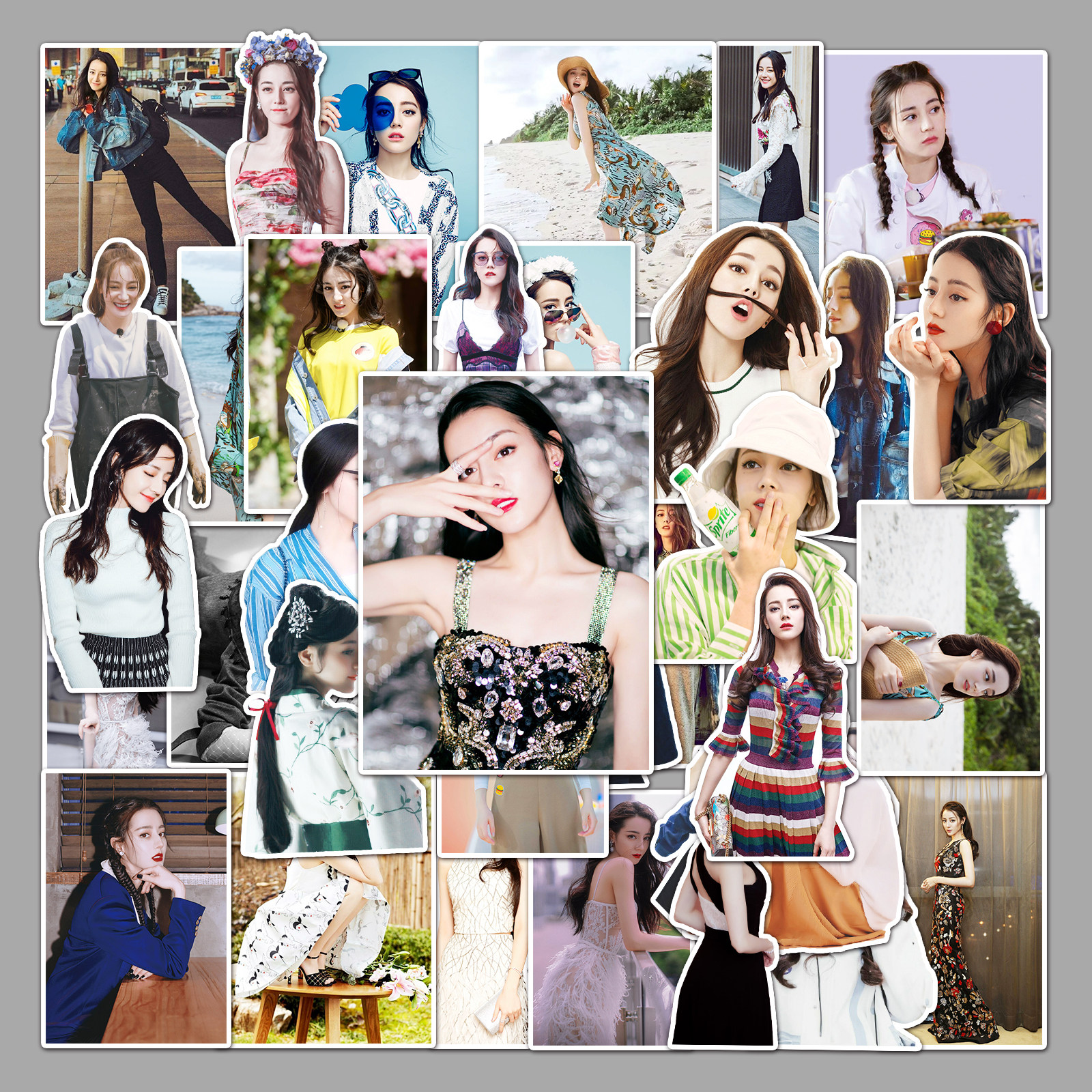 50张迪丽热巴贴纸手机相册咕卡装饰明星演员美女潮流涂鸦卡通贴画