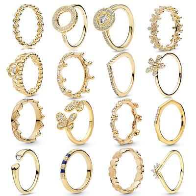 Original Gold Matte Brilliance Hearts Tiara Wishbone Ring Fo