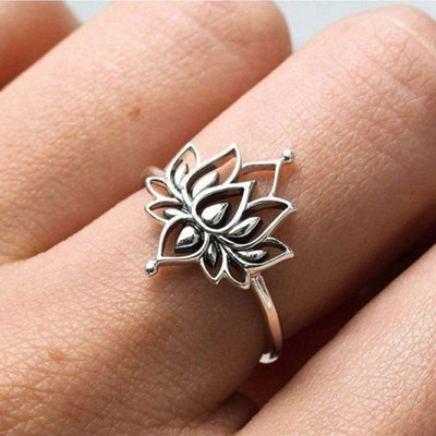 Vintage Lotus Rings for Women Girls Cuff Ring Promise ring S