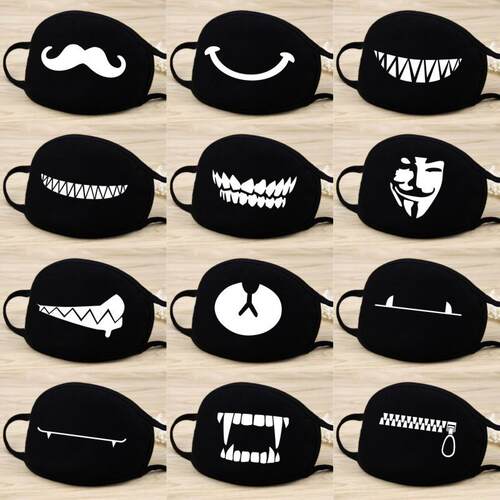 Women Men Cotton Face Masks Black Anti Dust Face Mouth Mask