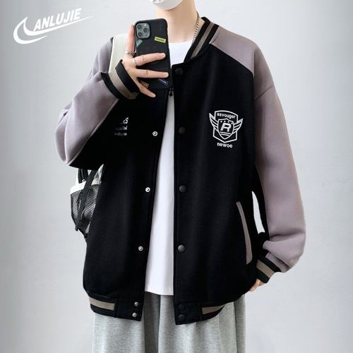 ANLUJIE 秋冬情侣新款青少年棒球服男女卫衣夹克立领外套开衫加厚