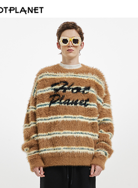 [明星同款]HOTPLANET毛衣男女秋冬慵懒风宽松新年穿搭条纹针织衫