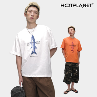 女生夏季 2026春夏情侣装 潮牌235g刺绣纯棉T恤 男款 hotplanet短袖