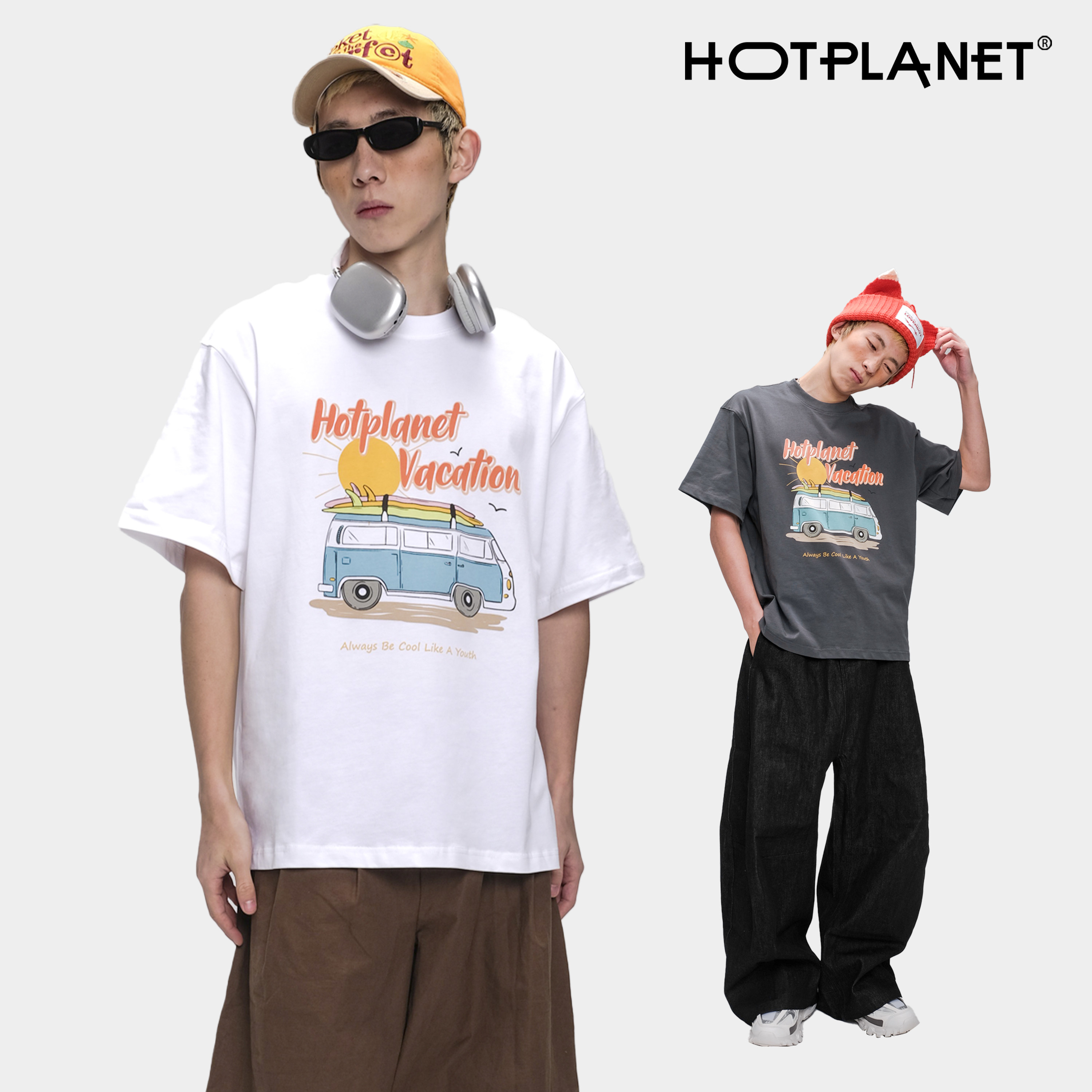 HOTPLANET短袖2026新款男女情侣夏天潮流度假245g白色纯棉宽松T恤