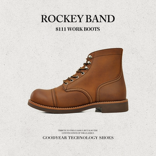 固特异深棕疯马皮8111英伦风复古休闲百搭矿工靴男款 2025秋季 新款